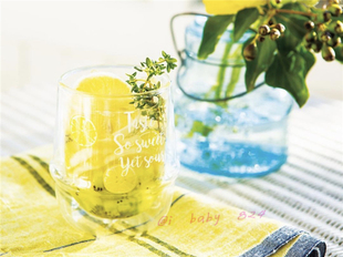 日本afternoontea夏季特辑手绘清新柠檬双层耐热水杯/玻璃杯