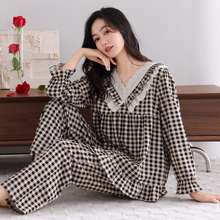 睡衣女士春秋款纯棉长袖秋季2025新款高级感秋冬可外穿家居服套装