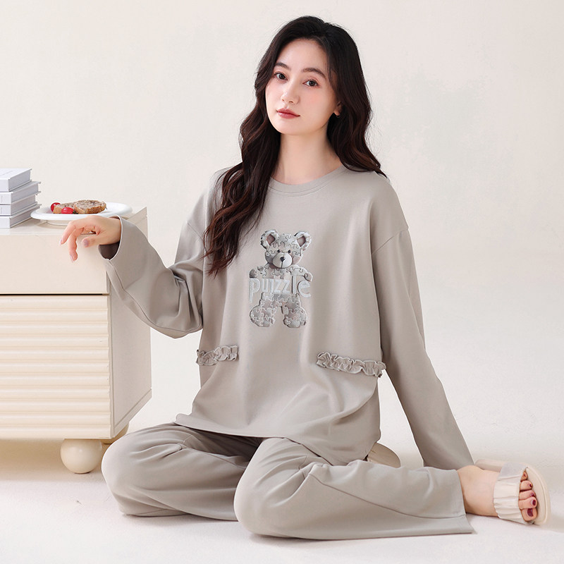 睡衣女春秋款纯棉长袖秋季2026新款全棉春秋薄款大码可外穿家居服