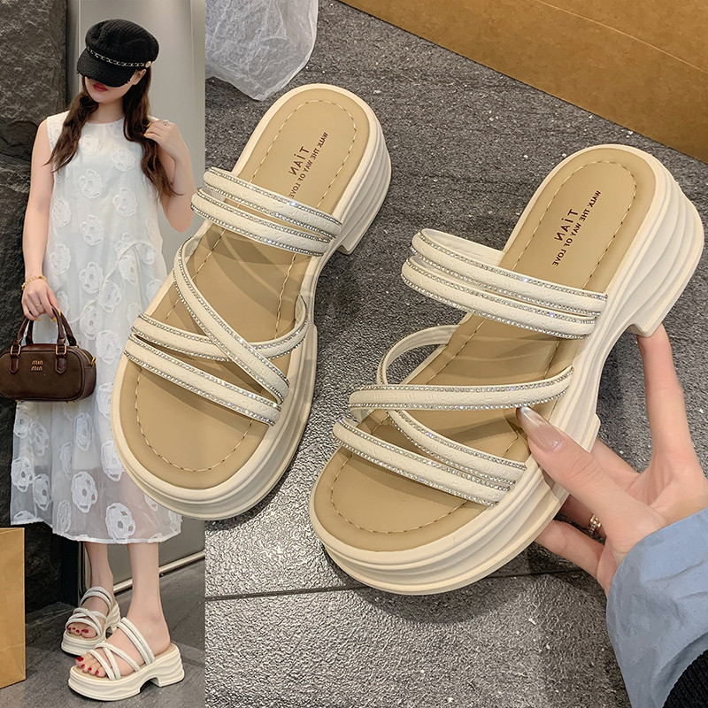 厚底增高凉拖鞋女外穿沙滩一字拖