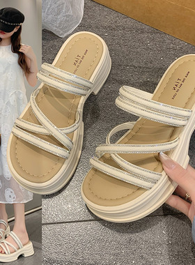 厚底增高凉拖鞋女外穿沙滩一字拖