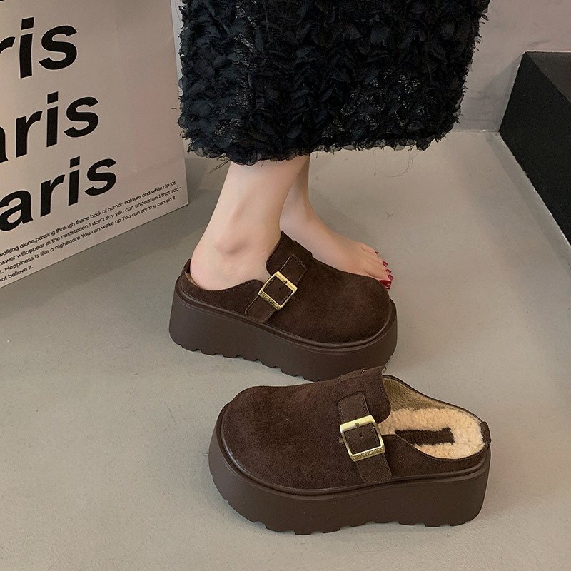 厚底勃肯鞋女外穿2025新款冬加绒