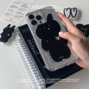 整日不营业原创「hughug」兔子ins透明17promax可爱礼物生日y2k手机壳全包16promax苹果15pro支架保护套软壳