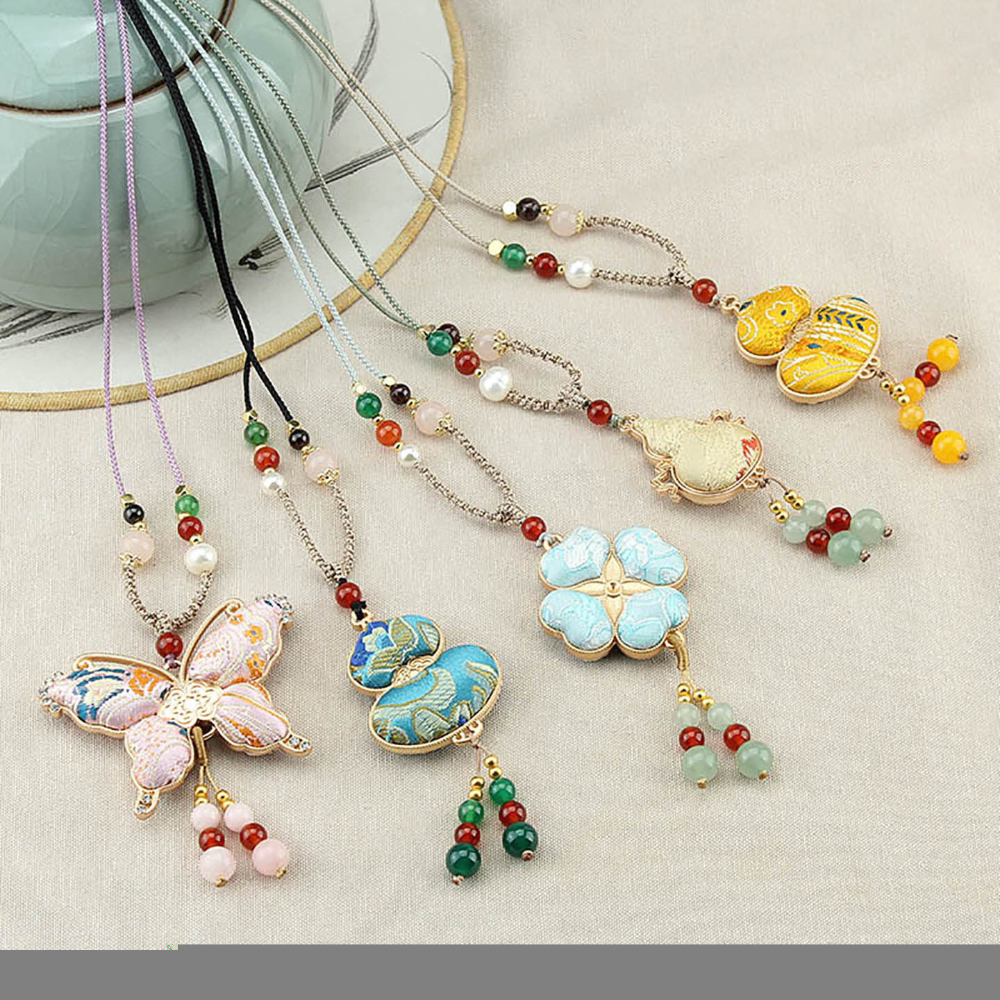 宋锦蝴蝶流苏葫芦项链女款新中式长款毛衣链国风挂绳旗袍汉服配饰,饰品/流行首饰/时尚饰品新,项链,淘宝优惠券,粉丝福利购,淘宝优惠卷