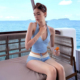 泳衣女2026新款 度假格子挂脖V领分体小胸平角挂脖沙滩温泉泳装