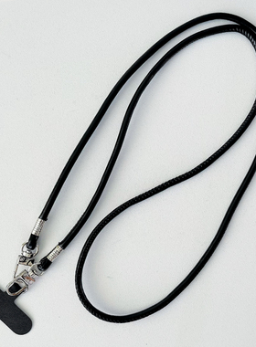 黑色皮革款手机长款链条挂绳高级感秋冬户外防摔简约包包肩带百搭