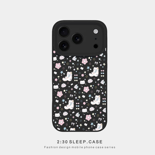 可爱小猫适用苹果17PROMAX手机壳iPhone15新款磨砂黑肤感液态硅胶软壳16Plus精孔Air防摔14pro全包12保护套13