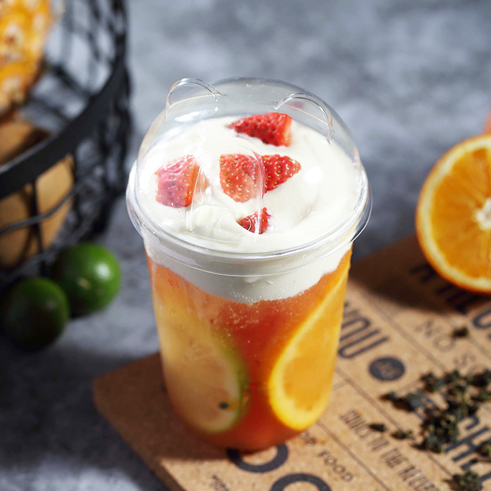 90口径400/500/700一次性网红u型脏脏茶杯加厚pp塑料杯100只包邮