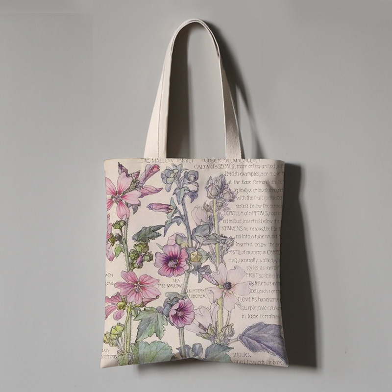 手绘英伦复古春夏日系清新可爱森系帆布袋单肩手提包大容量环保包