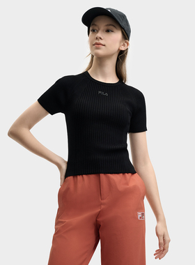 Fila/斐乐夏季新款女子户外时尚休闲运动短袖编织衫F11W529401F