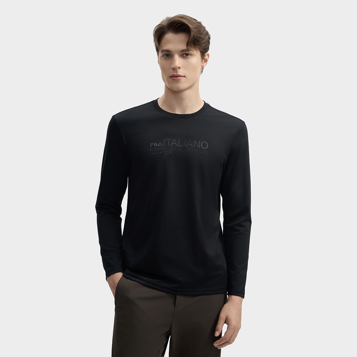FILA/斐乐男子时尚休闲通勤长袖T恤圆领套头卫衣F11M443211F