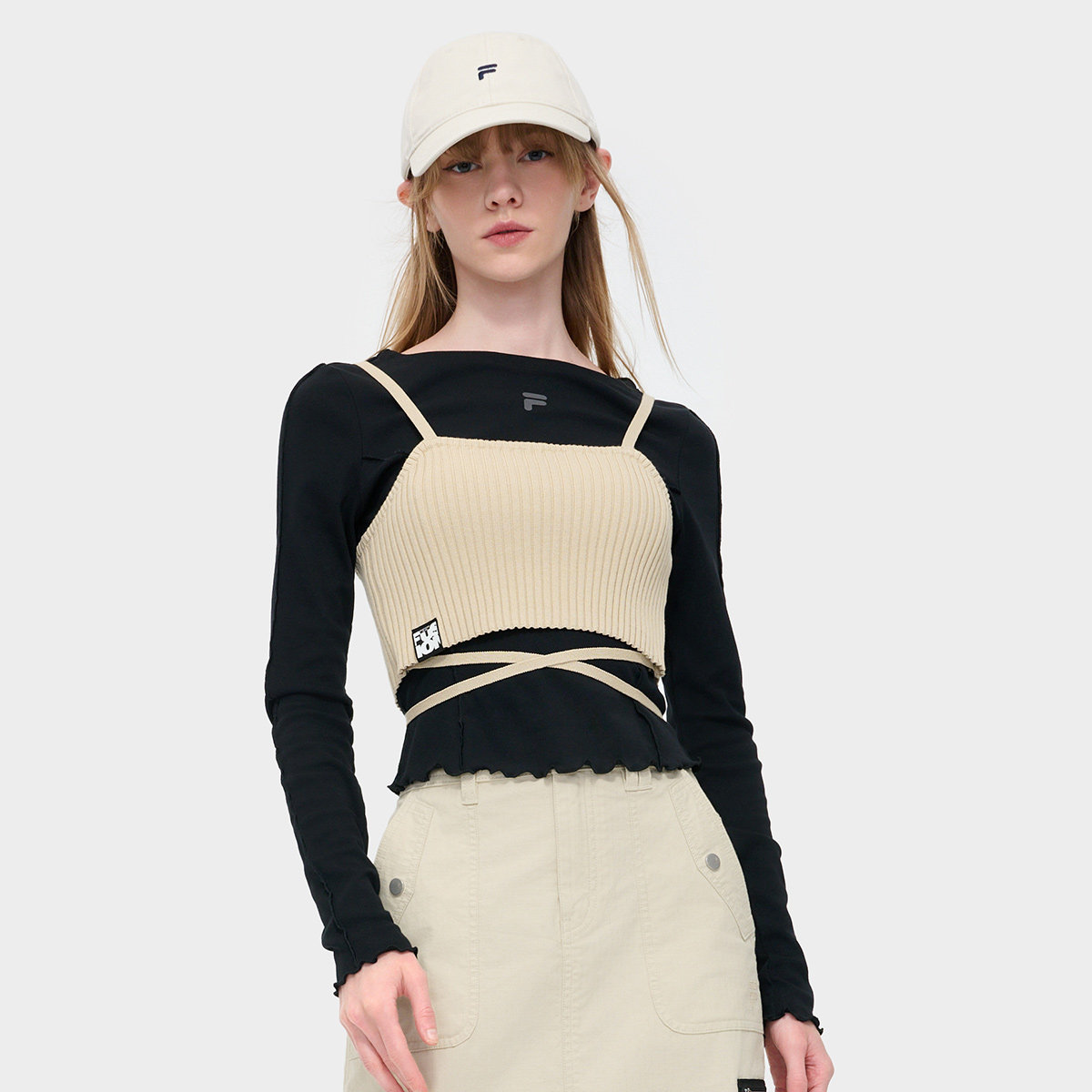 Fila/斐乐夏季新款女子户外休闲潮流运动紧身长袖T恤T11W433201F