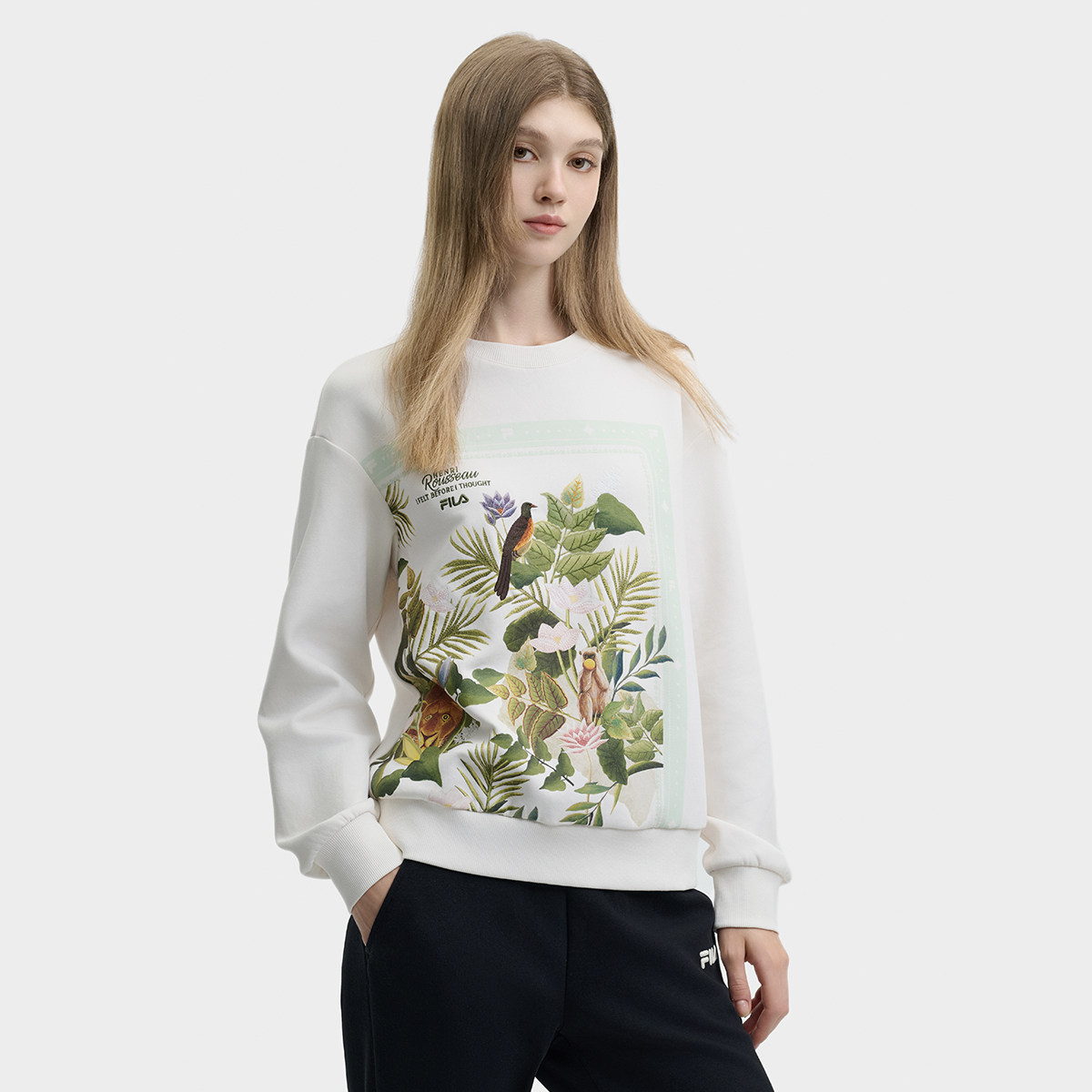 Fila/斐乐亨利卢梭联名女子圆领套头卫衣长袖T恤衫F11W448209F