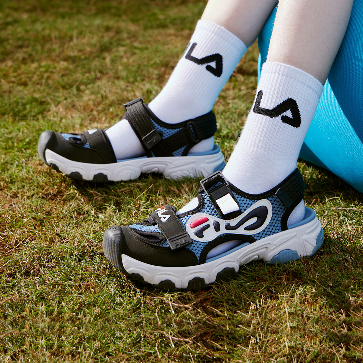 Fila/斐乐夏季新款猫爪凉鞋男中大童经典生活儿童凉鞋K15B423802F