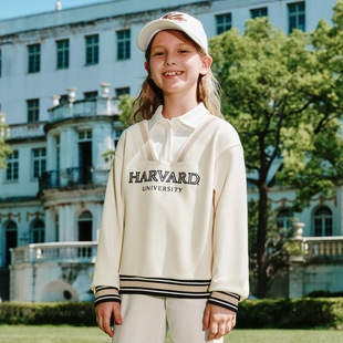 Fila/斐乐KIDS X HARVARD哈佛联名款女童经典套头卫衣K12G534209F