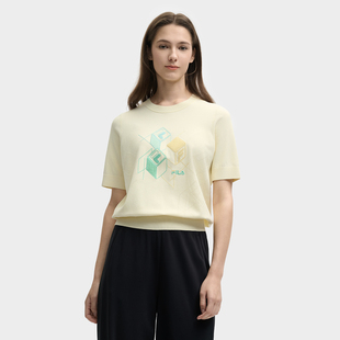 Fila/斐乐女装2025年夏款时尚运动透气圆领短袖编织衫F11W528404F
