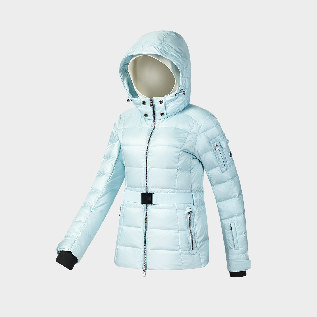 斐乐女滑雪修身连帽羽绒服外套