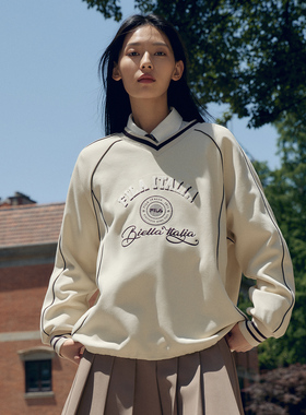 Fila/斐乐秋季男女同款时尚休闲宽松V领显瘦套头卫衣F11U439206F