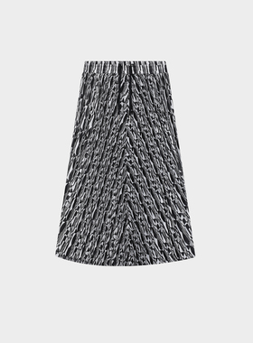 Fila/斐乐女装夏季半截裙时尚休闲柔软舒适满印梭织裙F11W424317F