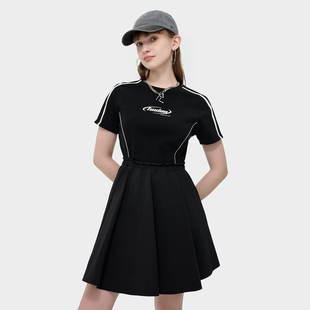 Fila/斐乐女装FUSION连衣裙圆领夏季休闲日常百褶裙T11W425306F