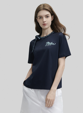 Fila/斐乐女子针织短袖衫夏季新款休闲运动纯棉T恤衫F11W424111F