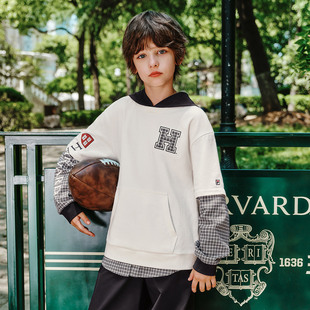 Fila/斐乐KIDS X HARVARD哈佛联名款男童经典连帽卫衣K12B534210F