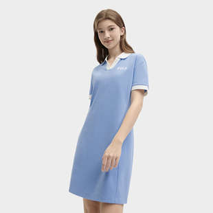 Fila/斐乐秋季新款女子时尚休闲撞色翻领优雅连衣裙F51W429301F