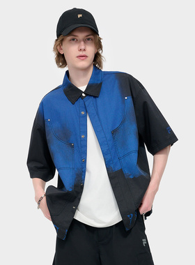 Fila/斐乐夏季新款男子户外时尚潮流运动宽松短袖衬衫T11M433401F