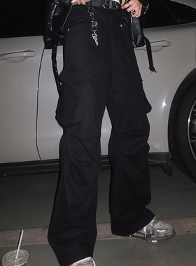 junmanner 微喇叭美式潮牌宽松直筒加厚保暖工装裤春秋男生休闲裤