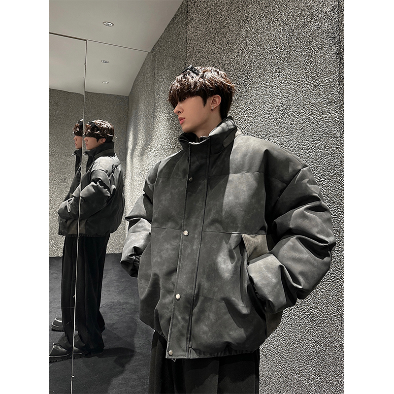 junmanner 立领晕染做旧宽松加厚保暖棉衣棉袄秋冬男生棉服外套