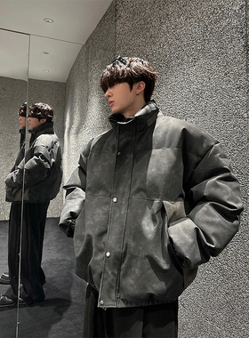 junmanner 立领晕染做旧宽松加厚保暖棉衣棉袄秋冬男生棉服外套