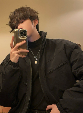 junmanner 免烫立领美式加厚拉链保暖上衣棉衣秋冬男棉袄棉服外套