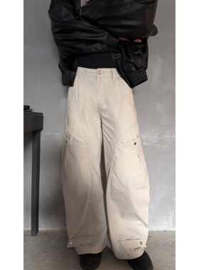 junmanner 12/15 10:00 浅灰色斜边切割设计感宽松休闲牛仔裤