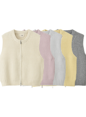 egg拉链针织马甲初秋穿搭一整套纯色针织外套多穿拉链连马甲开衫