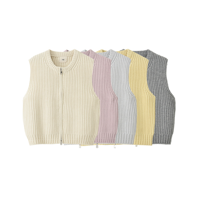 针织外套多穿拉链连马甲开衫