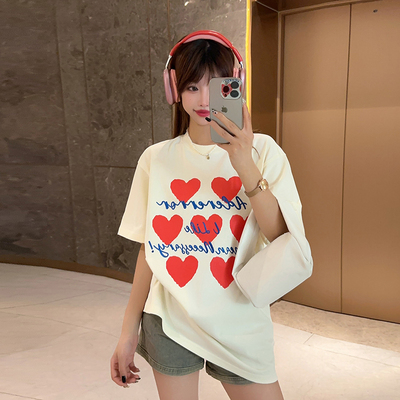 爱心薄刺绣棉质男女小众短袖潮牌