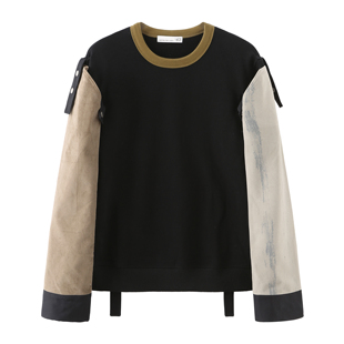 Arm LUNCH Sweater 可拆卸黑色袖 套头休闲 COTTON 子卫衣 FOR