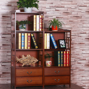 新品仿古楠竹置物架书架书柜多功能收纳架书房客厅带抽屉整理层柜