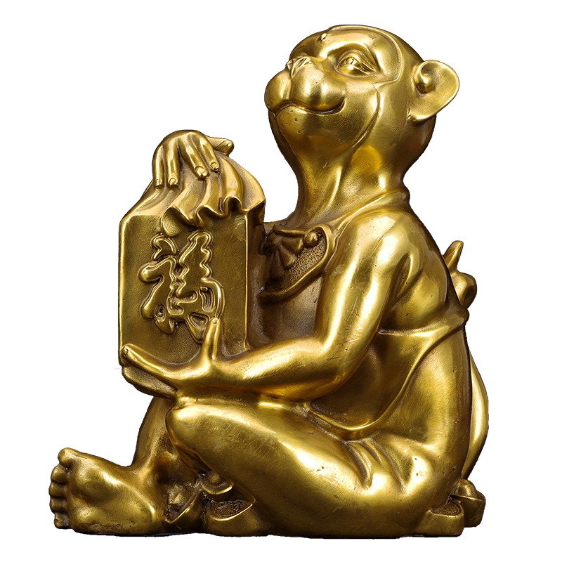 黄铜马上封侯猴子升官发财摆件