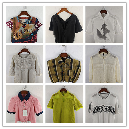 古着春厦装宽松亚麻苎麻上衣棉麻布衬衫女748-782