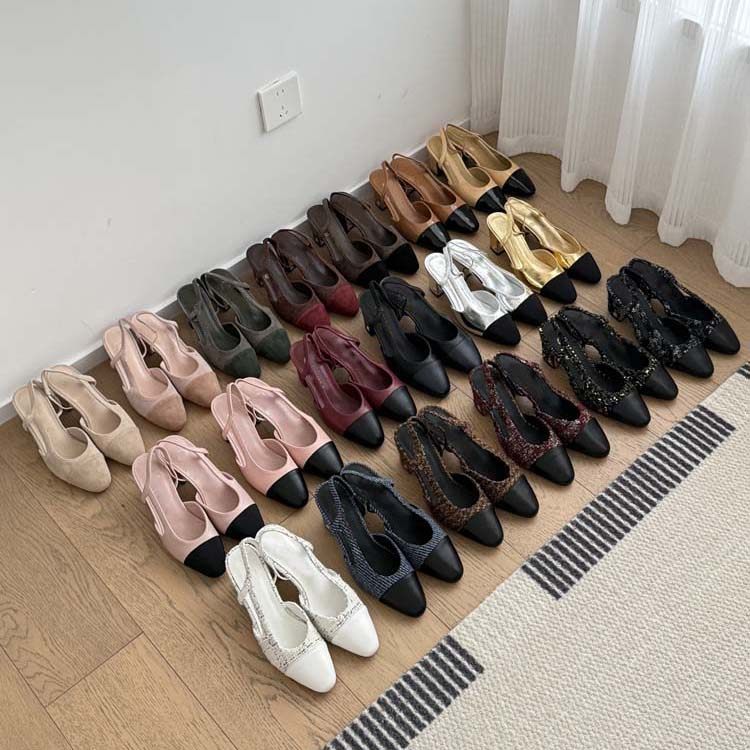 2026春季新款小香风单鞋女平底真皮拼色浅口时尚舒适百搭粗跟凉鞋,女鞋,玛丽珍鞋,淘宝优惠券,粉丝福利购,淘宝优惠卷