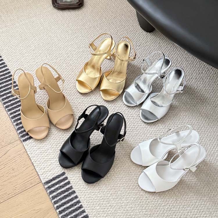 2025春夏新款小香风一字带凉鞋女露趾高跟搭扣外穿时尚百搭女鞋,女鞋,一字带凉鞋,淘宝优惠券,粉丝福利购,淘宝优惠卷