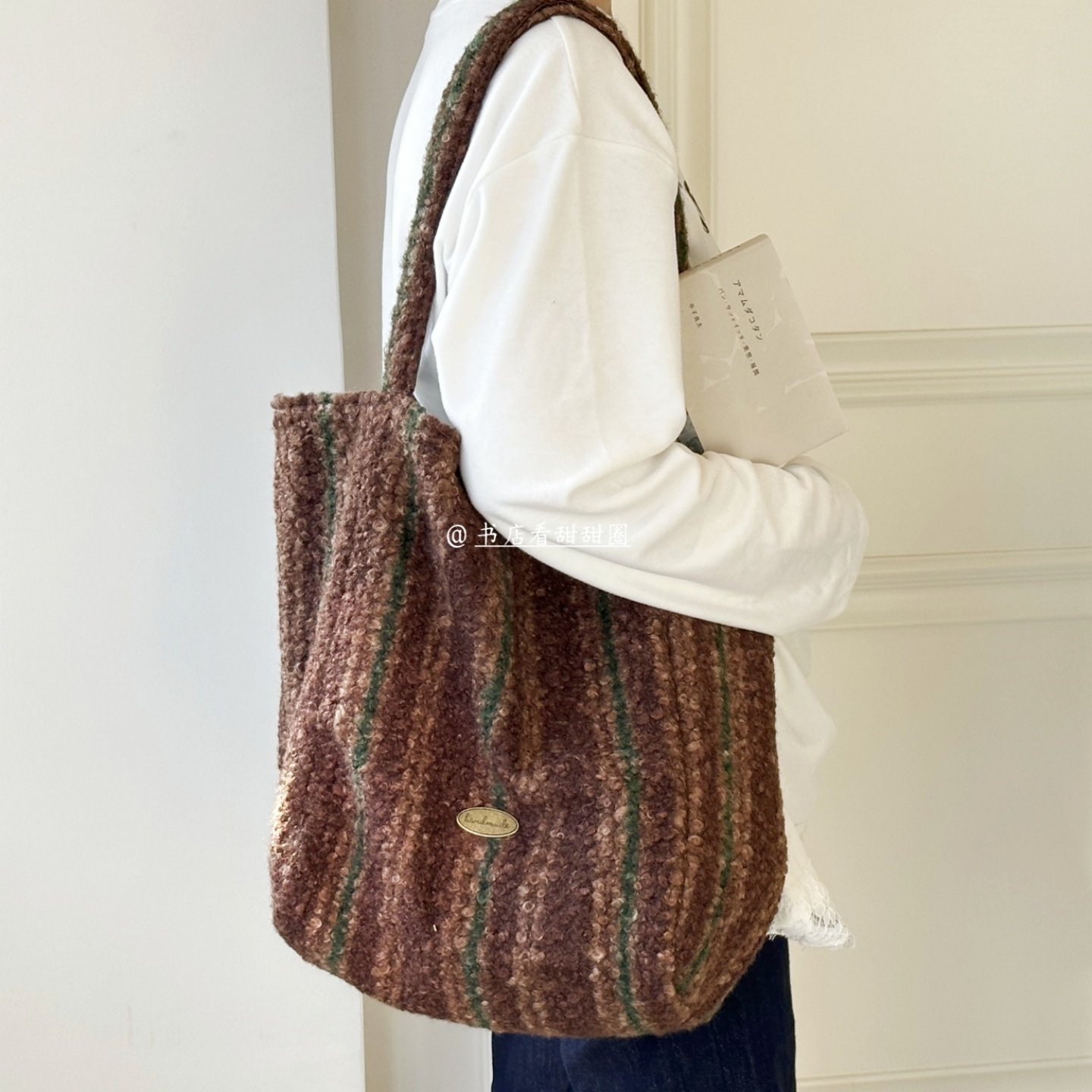 2025秋冬新款复古毛呢格子单肩包大容量帆布包通勤手提包法式布包,箱包皮具/热销女包/男包,时尚帆布包,淘宝优惠券,粉丝福利购,淘宝优惠卷