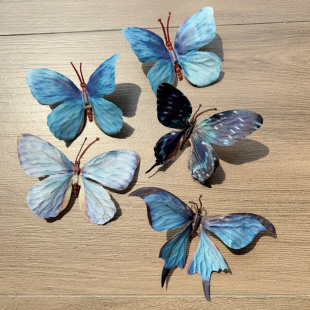 装 汉服写真自拍氛围感高跟鞋 饰蝴蝶 拍照道具小红书同款 蓝色蝴蝶