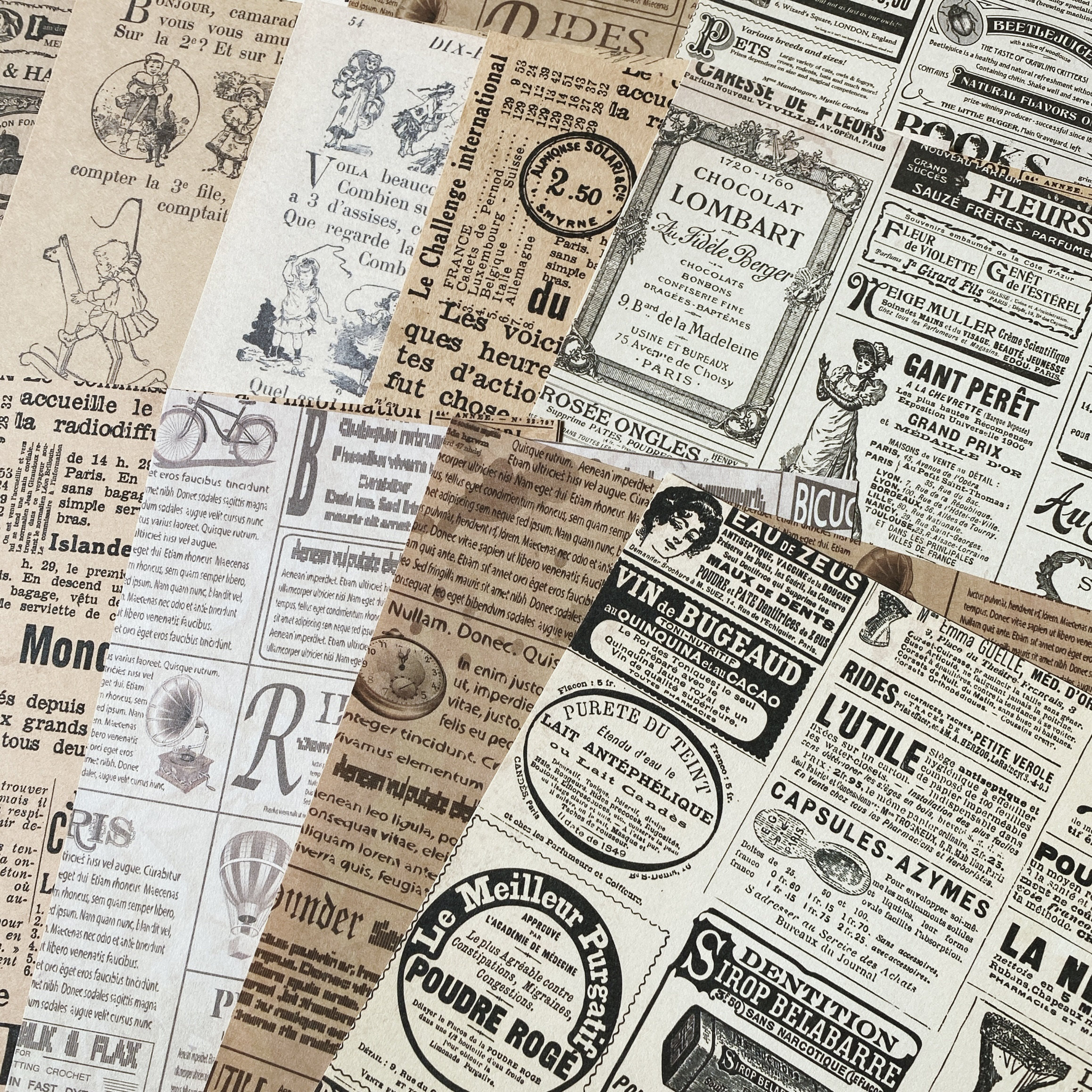 复古手账素材背景纸打底英文手稿报纸手帐书页艺术打底材料装饰