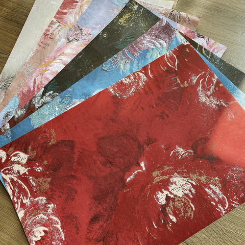 junk journal 艺术垃圾杂志自制手账素材纸油画感扎痛包背景纸