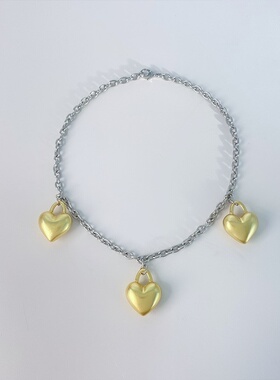 僵硬猫黄铜情侣爱心吊坠