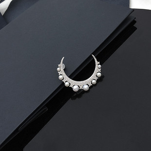僵硬猫 李冰冰同款耳环女镶钻珍珠月亮一千零一夜耳坠INS风耳钉
