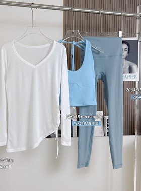 C.Cya巨好看瑜伽服套装运动罩衫女遮臀健身上衣速干V领瑜伽长袖T