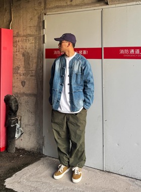 LABOUR UNION × UNITE LIFE复古铁道牛仔水洗中式盘扣外套工装